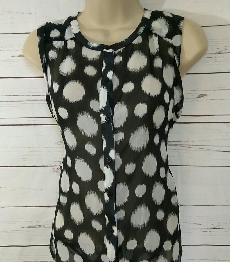 Lucky Brand / Blouse black with white dots size XS